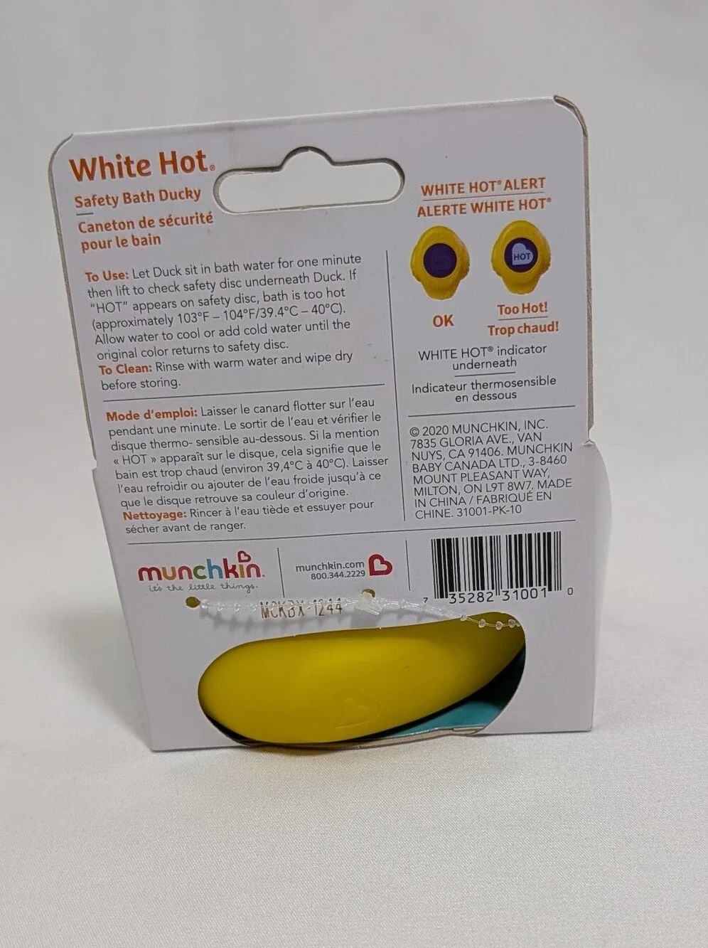 Munchkin White Hot Safety Bath Ducky Baby Bath Toy NIP Temperature Indicator